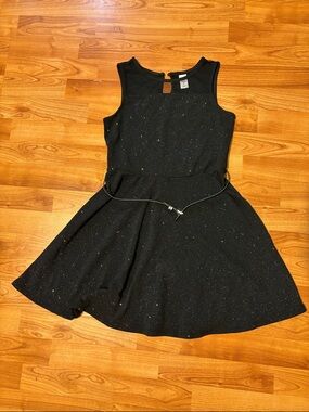 total girl Black Glitter Fit-and-Flare Party Dress
